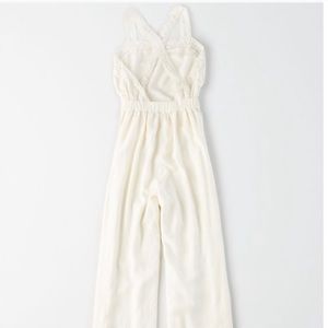 American Eagle white crochet jumpsuit